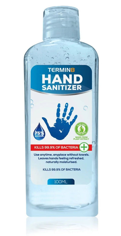 Antibacterial Hand Sanitizer/Sanitiser Gel 75% Alc 100ml x1/4/8/12 | Bulk Buy Discounts -   Termin8 EasyMeds Pharmacy