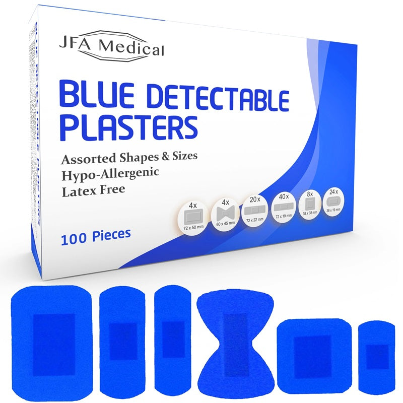 JFA Blue Detectable Plasters Assorted x 100  (6 Sizes)