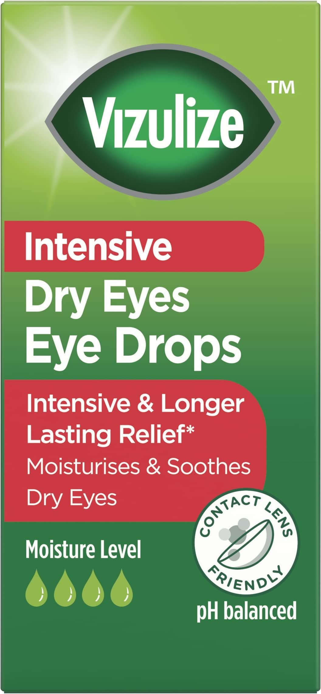 Vizulize Intensive Dry Eye Drop 10ml - Intensive & Longer Lasting Relief, Moisturises & Soothes Dry Eyes