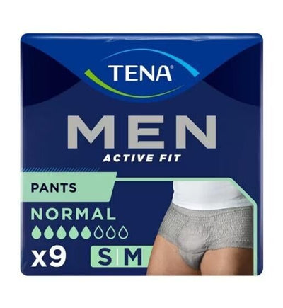 TENA Men Active Fit Incontinence Pants Normal, Grey Small/Medium (4 x 9) (VAT EXEMPTN if>200)