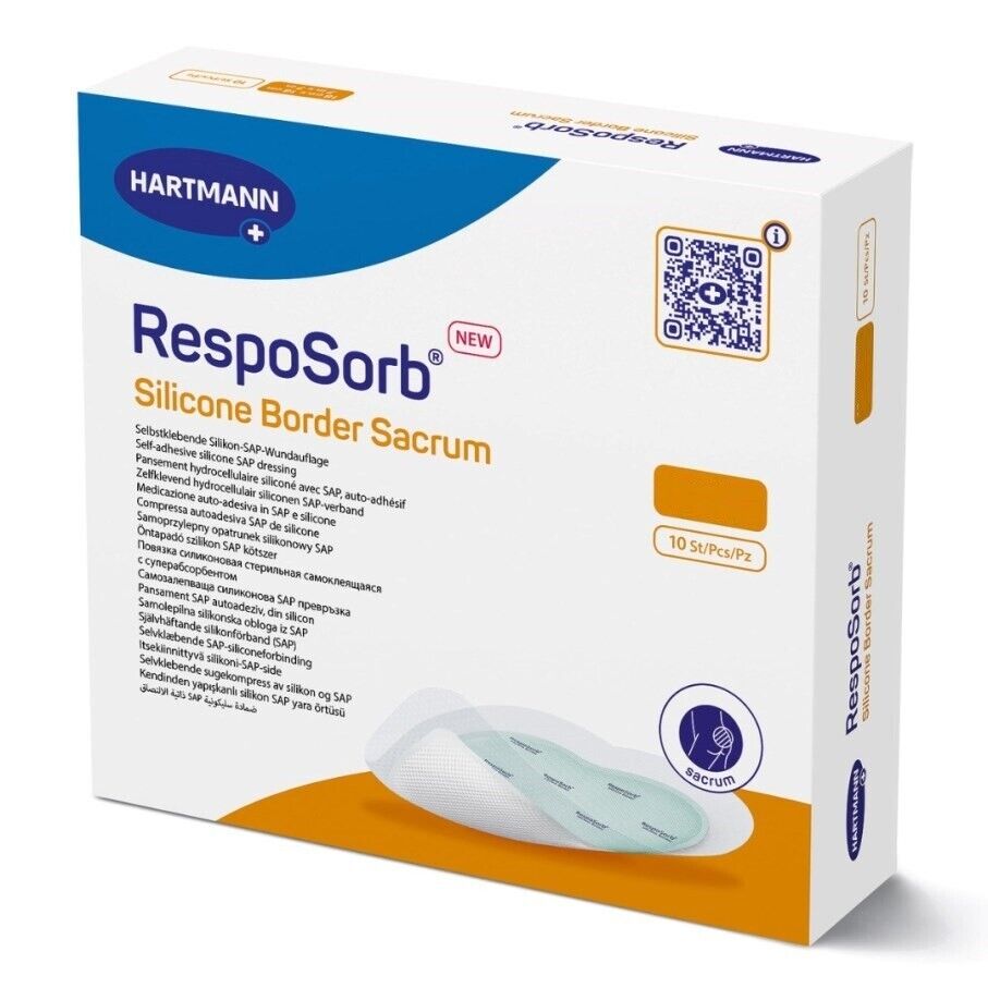 Resposorb Silicone Border Sacrum (Zetuvit Plus) Wound Dressing Pads 18cm x 18cm x 10 -   Resposorb EasyMeds Pharmacy