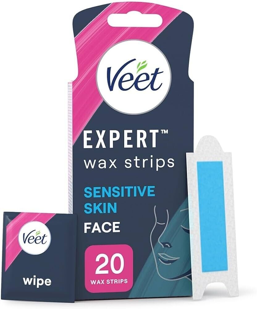 Veet Expert Cold Wax Strips for Sensitive Skin Face/Facial Wax Strips x 20 -   VEET EasyMeds Pharmacy