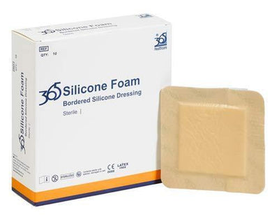 365 Self Adhesive Silicone Foam Wound Dressing Pad 7.5 x 7.5 cm - Pack of 10 (Re