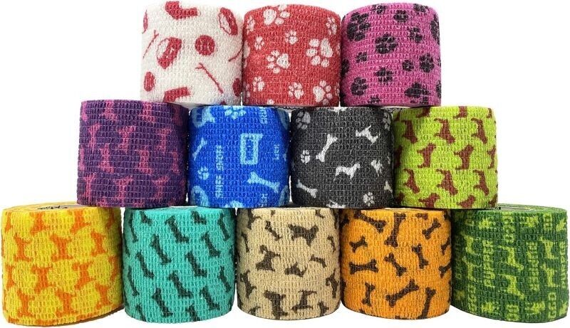 Knine Dog/Pet Cohesive Bandages 5cm x 4.5m x 12 - Assorted Colours