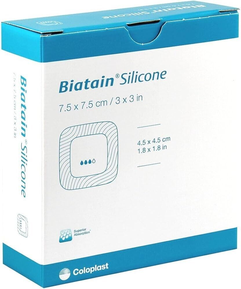 Biatain Silicone Adherent Foam Dressing 7.5cm x 7.5cm x 5 Dressings