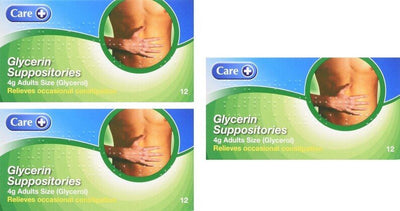 Care Glycerin Suppositories Adult 4g x 12 x 3 Packs