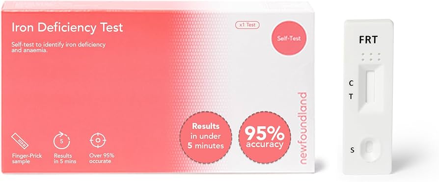 Newfoundland Iron Levels Test Kit - Anaemia Detection & Iron Deficiency - 99% Accurate Home Test for Iron Levels - Hemoglobin & Red Blood Cell Testing - CE Certified - 1pc Anaemia Test Kit