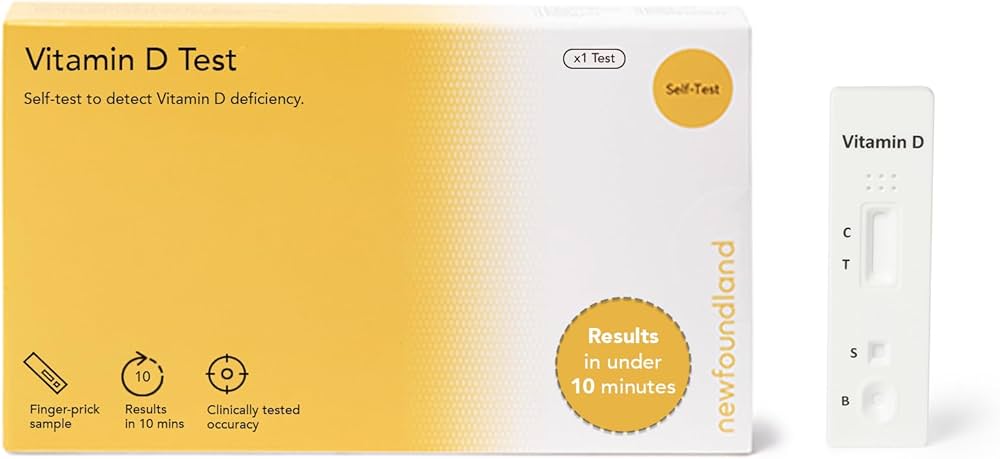 Newfoundland Vitamin D Test Kit - UV Deficiency Detection - 99% Accurate Home Test for Vitamin D Levels - Certified by CE - Blood Test Kit for D3 & D2 - Sunlight & UVB, Single Person Testing