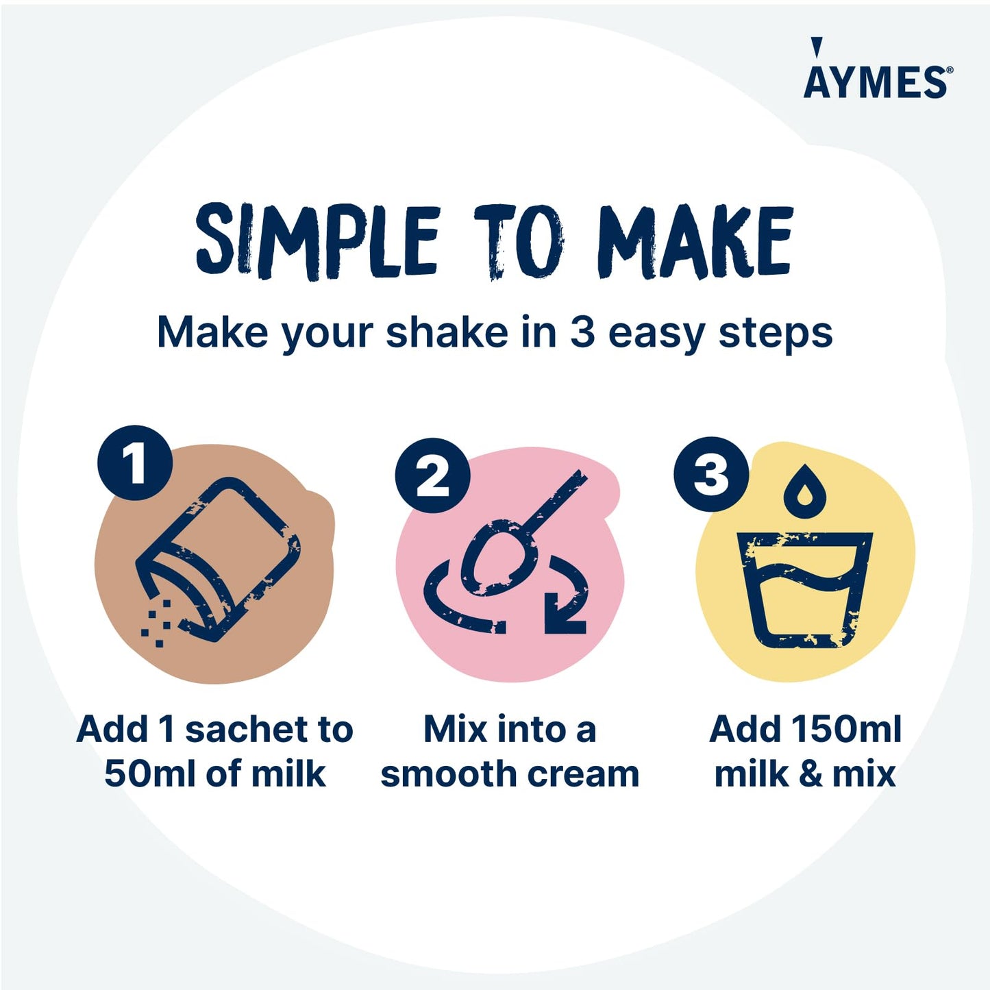 AYMES Shake | Vanilla | 6 x 7 x 57g Sachets | A High-protein Oral Nutritional Supplement with Added Carbohydrate | Fat | Vitamins and Minerals