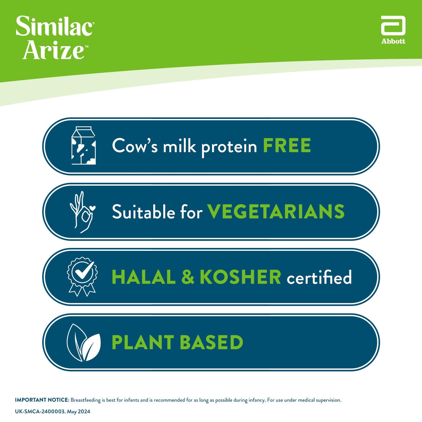 Similac Arize Cows Milk Protein-free Infant Formula 400g