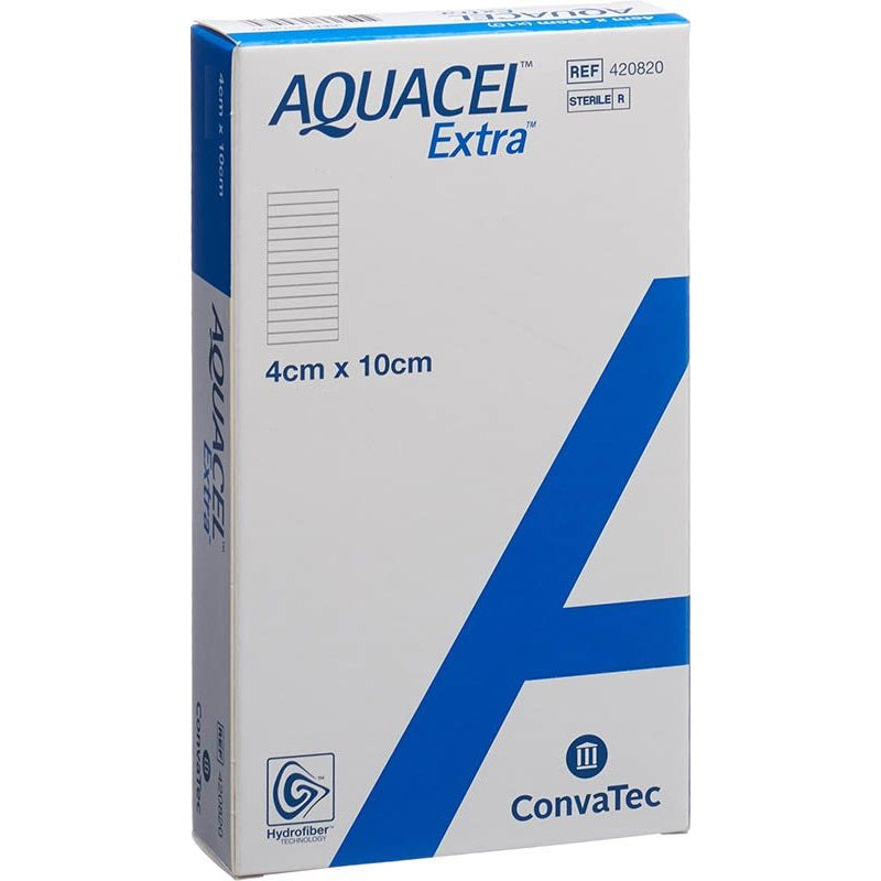 Aquacel Extra Hydrofiber Wound Dressing 4cm x 10cm x 10