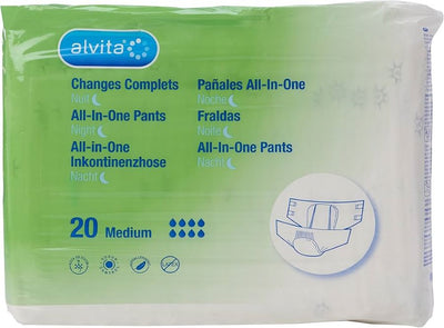 Alvita Incontinence All in One Absorbent Pants NIGHT Medium x20 -   Alvia EasyMeds Pharmacy