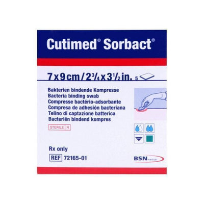 Cutimed Sorbact Dressings Swabs x 5 (Choose size) Antibacterial/Antifungal -   BSN Medical EasyMeds Pharmacy