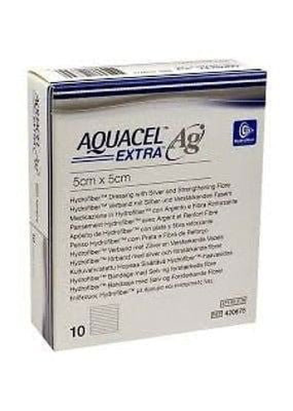 Aquacel AG Extra Silver Hydrofiber Wound Dressing 5cm x 5cm x10 - EasyMeds Pharmacy