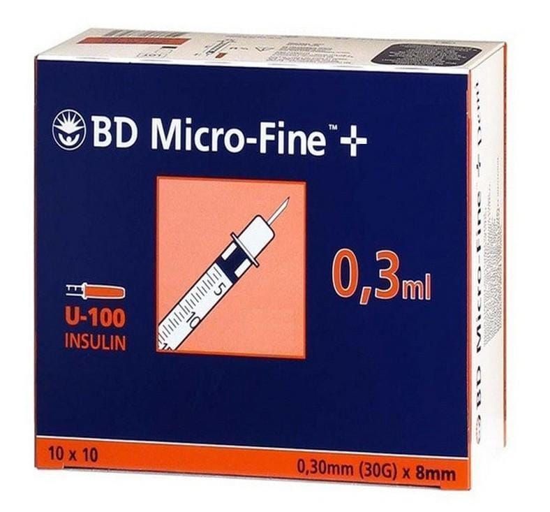 BD MicroFine + Plus 0.3ml U100 30G 8mm x 100 - Special Offer - EasyMeds Pharmacy