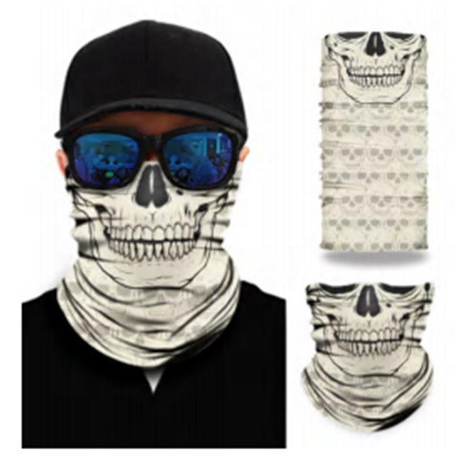 Face Mask Cloth Bandana Neckerchief WristBand Unisex Skull, White