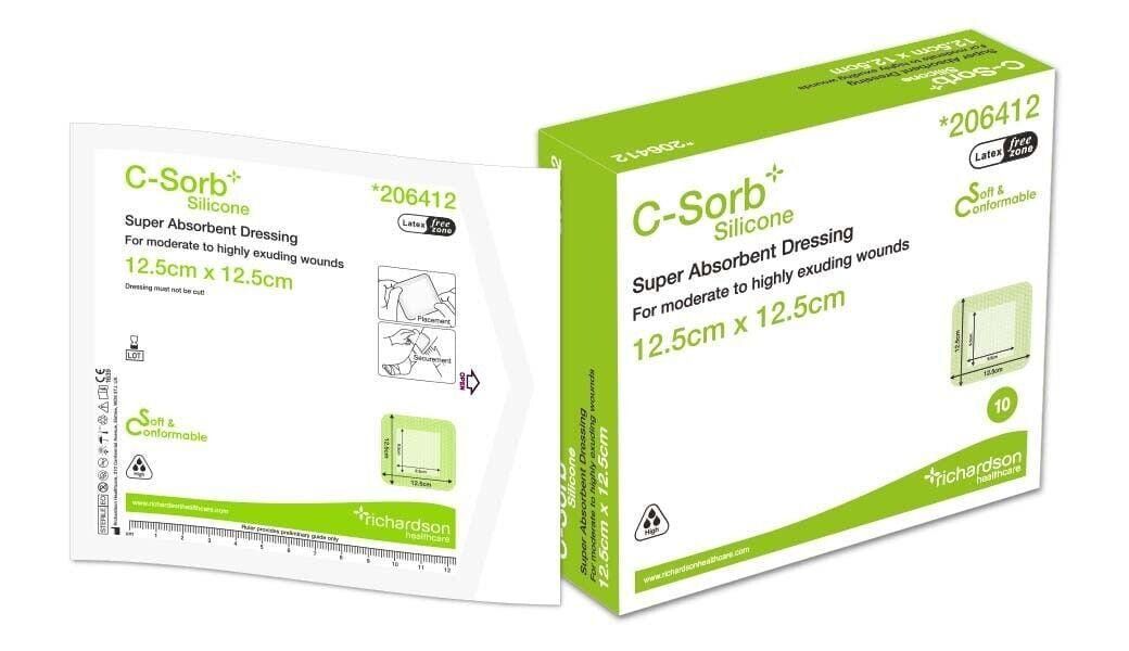 C-Sorb Silicone Super Absorbent Dressing 12.5cm x 12.5cm x 10 (206412) - EasyMeds Pharmacy