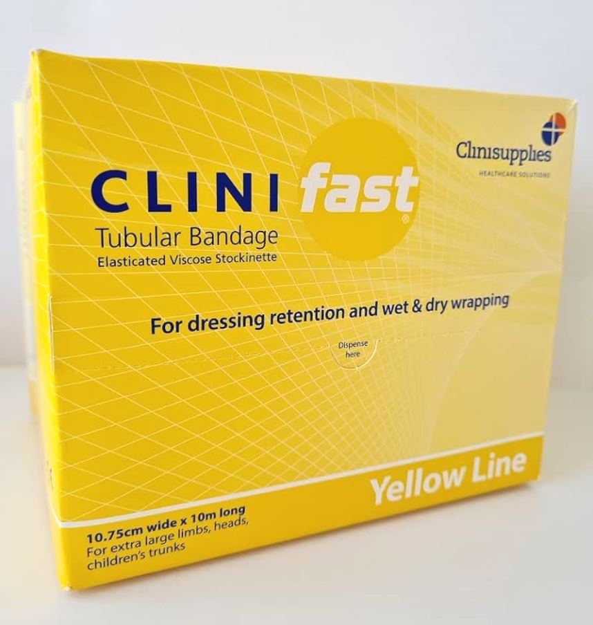 CliniFast Yellow Line Tubular Bandage 10.75cm x 10m