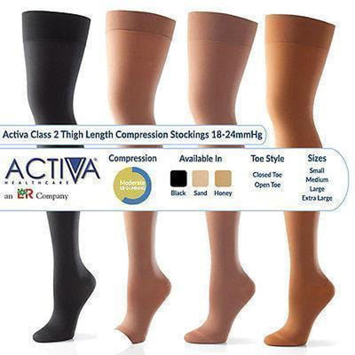 Activa Class 2 Thigh Compression Support Stockings Open/Closed Toe 18-24mmHg -   L&R Medical EasyMeds Pharmacy