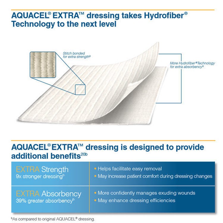 Aquacel Extra Hydrofiber Wound Dressing 4cm x 10cm x 10