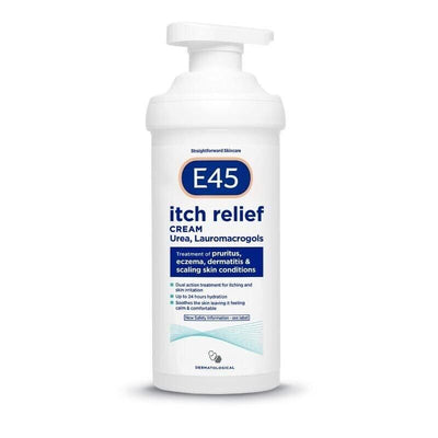 2x E45 Itch Relief Cream for Dry Skin Pump 500g - for Dry Skin/Eczema/Dermatitis -   E45 EasyMeds Pharmacy