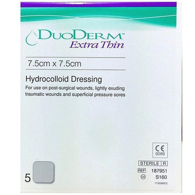 Duoderm Extra Thin Dressings  7.5 cm x 7.5cm x 5 Hydrocolloid S160 - EasyMeds Pharmacy