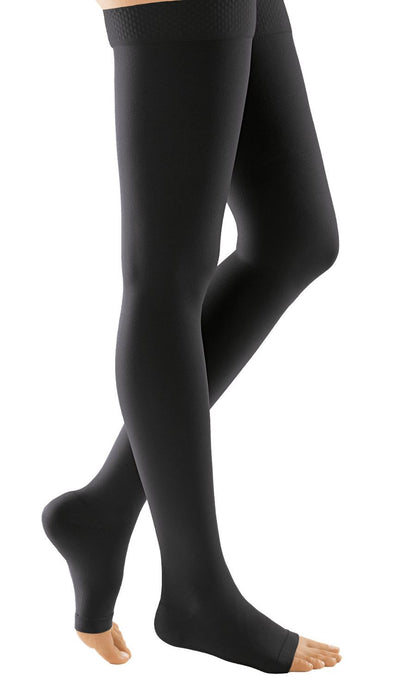 Duomed Soft Class 2 Thigh Length Open Toe Compression Stockings Black Small -   Duomed EasyMeds Pharmacy