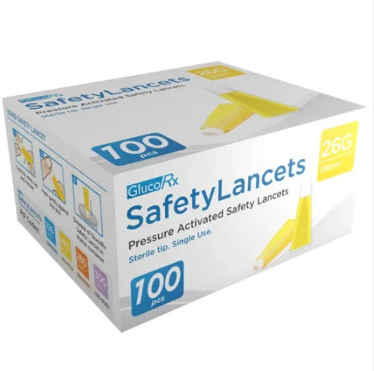 Glucorx Safety Lancets 26g x 1.8mm x 100