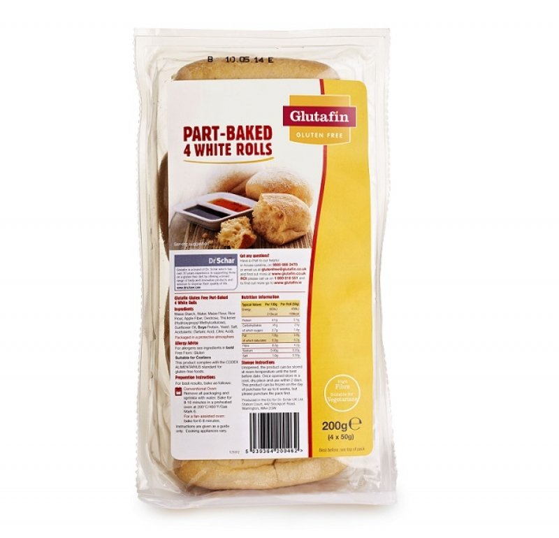 Glutafin Gluten Free Part-Baked White Rolls 4x50g