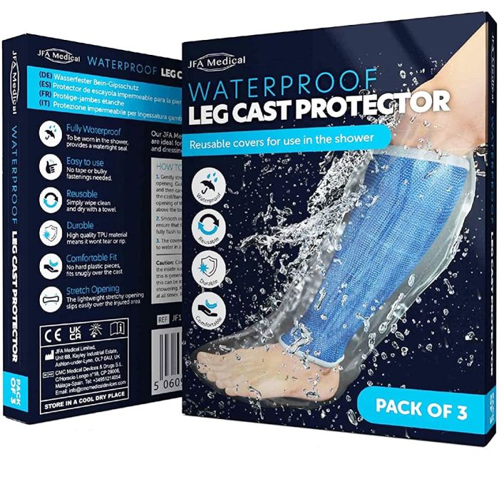 Pack of 3 JFA Medical Reusable Waterproof Shower Leg Cast Cover Protectors, Half Leg