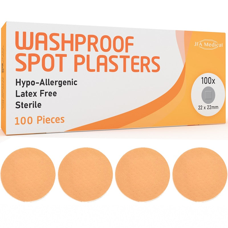 JFA Washproof Spot Plasters 22mm x 22mm x 100