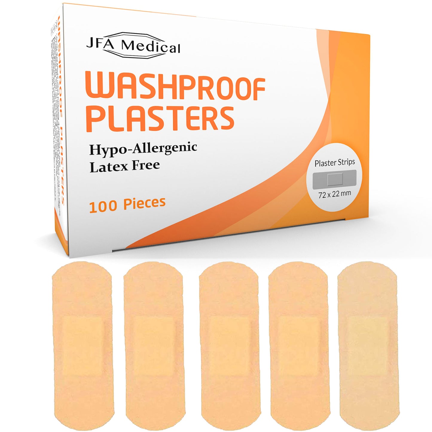 JFA Washproof Spot Plasters 72mm x 22mm x 100