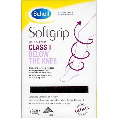 Scholl Softgrip CL1 Below Knee Compression Stockings Closed/Open Toe Black/Natural -   Scholl EasyMeds Pharmacy