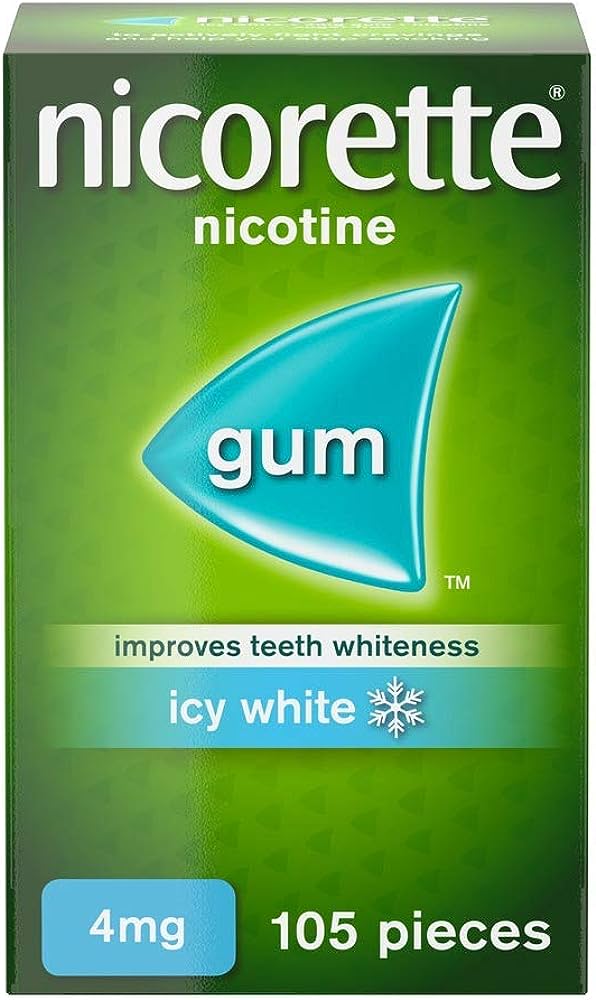 Nicorette Icy White Nicotine Gum 4mg x 105 -   Nicorette EasyMeds Pharmacy