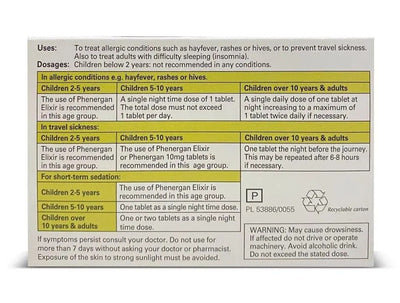 Phenergan 25mg (Promethazine Hydrochloride) | Travel Sickness/Allergies | Pack of 56 Tablets -   EasyMeds Pharmacy EasyMeds Pharmacy