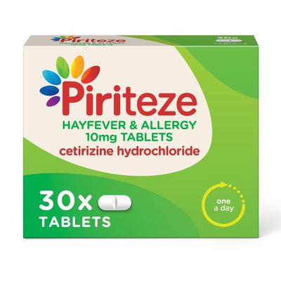 Piriteze Allergy Relief Tablets Cetirizine 10mg Pack of 30 -   Piriteze EasyMeds Pharmacy