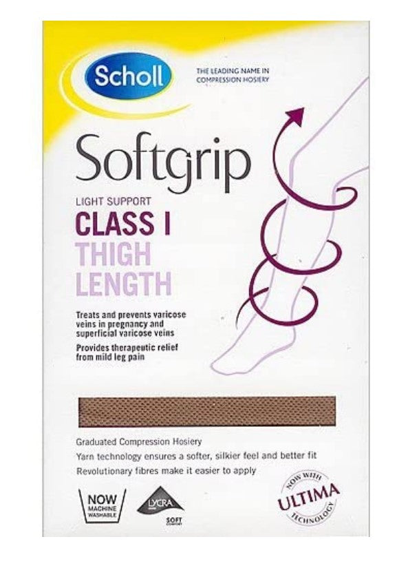 Scholl Softgrip Stockings Class 1 Thigh Length Closed Toe Natural Medium -   Scholl EasyMeds Pharmacy