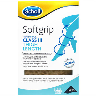 Scholl Softgrip Class 3 Open Toe Thigh Length Stockings Natural L -   Scholl EasyMeds Pharmacy