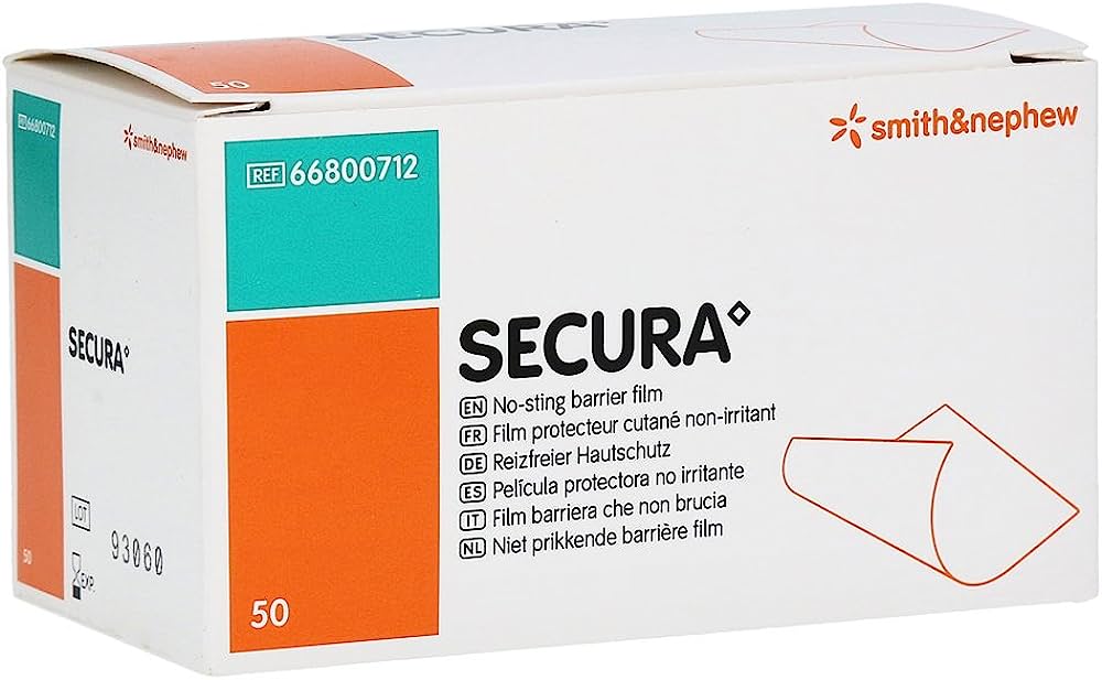 Secura No-Sting Skin Prep Barrier Film Wipes x 50 -   Smith & Nephew EasyMeds Pharmacy