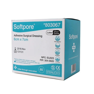 Softpore Dressings 6 x 7cm x 60 | Wounds Ulcers | Adhesive | 803067 -   Richardsons Healthcare EasyMeds Pharmacy