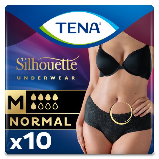 TENA Lady Silhouette Pants Normal Black Medium - Pack of 10 Incontinence Pants