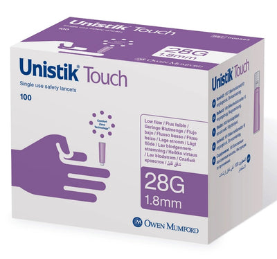 Unistik Touch Safety Lancets 28G | Pack of 100