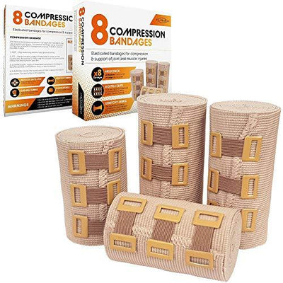 JFA Medical Elastic Compression Bandages x 8 (4x7.5cm x 4.5m, 4x10cm x 4.5m) -   JFA Medical EasyMeds Pharmacy