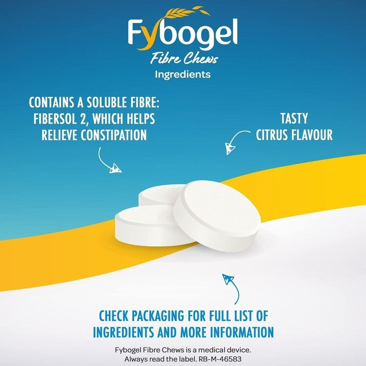 Fybogel FibreChews Chewable Tablet Laxative x 60 | Citrus Flavour -   Fybogel EasyMeds Pharmacy