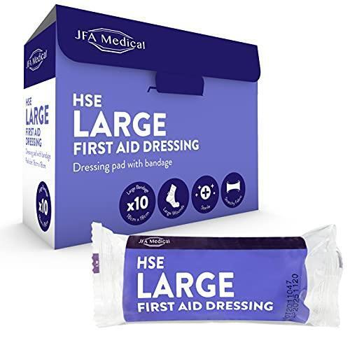 JFA Medical HSE Large Sterile First Aid Dressing Bandage & Pad 18cm x 18cm x 10 -   JFA Medical EasyMeds Pharmacy