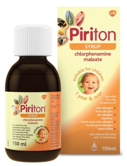 Piriton Antihistamine Allergy Relief Syrup for Children 150ml -   Glaxo Smithkline EasyMeds Pharmacy