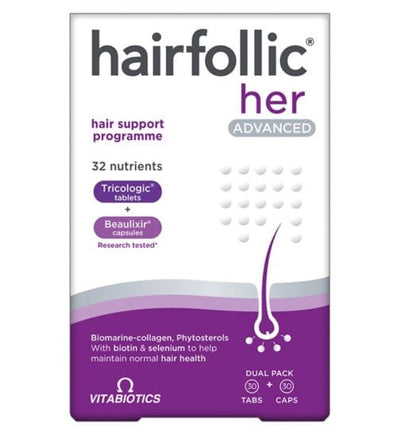 Vitabiotics Hairfollic Her Advanced - 30 Tablets + 30 Capsules (Hairfollic Woman) -   Vitabiotics EasyMeds Pharmacy