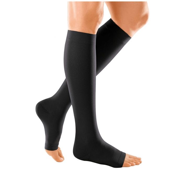 Duomed Soft Class 2 Below Knee Compression Stockings Open Toe Black L -   Medi EasyMeds Pharmacy