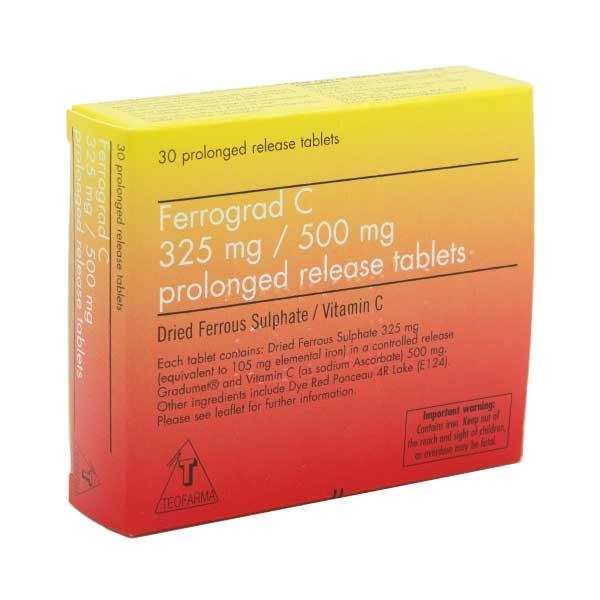 Ferrograd C Prolonged Release Iron Tablets 325mg & Vitamin C -   Teofarma EasyMeds Pharmacy