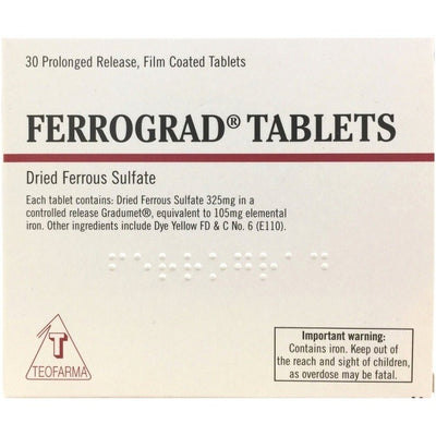 Ferrograd Prolonged Release Tablets 325mg -   Teofarma EasyMeds Pharmacy